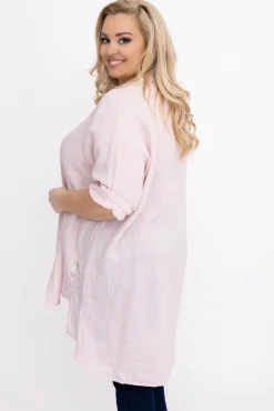 Damskie Włoski Pudroworóżowa Koszula lniana LOGARIO