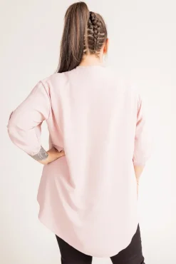 Damskie Polski Pudroworóżowa Koszula ze stójką LERIA