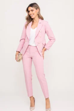 Damskie Polski Pudroworóżowa Marynarka dwurzędowa TEMIDA