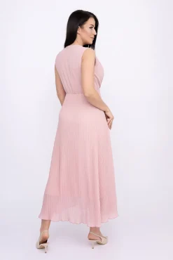 Włoski Pudroworóżowa plisowana Sukienka szyfonowa GUSTEN