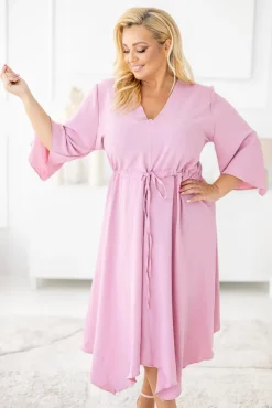 Polski Pudroworóżowa Sukienka asymetryczna DARLIN
