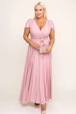 Polski Pudroworóżowa Sukienka brokatowa HESIO
