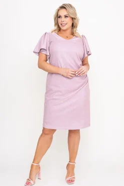 Polski Pudroworóżowa Sukienka błyszcząca GERVINA