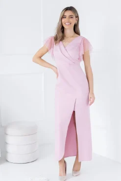 Polski Pudroworóżowa Sukienka błyszcząca QUENEMI