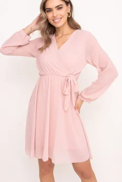 Włoski Pudroworóżowa Sukienka Elegancka PERLA