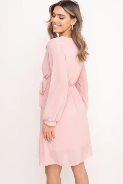 Włoski Pudroworóżowa Sukienka Elegancka PERLA