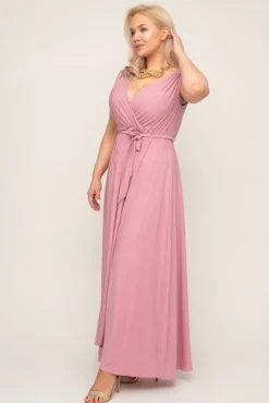 Polski Pudroworóżowa Sukienka FIANCO Maxi
