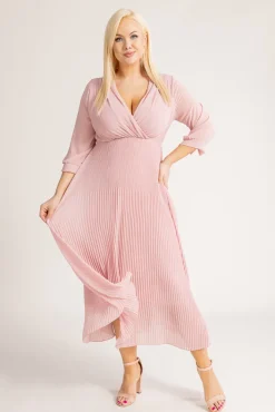 Włoski Pudroworóżowa Sukienka plisowana KEMELI