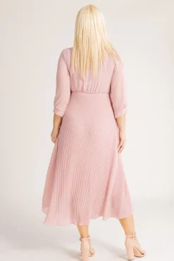 Włoski Pudroworóżowa Sukienka plisowana KEMELI