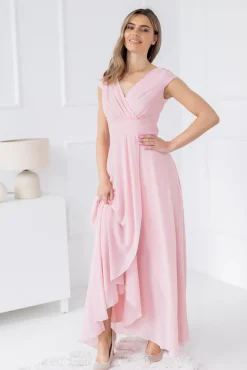 Polski Pudroworóżowa Sukienka szyfonowa CHEVI