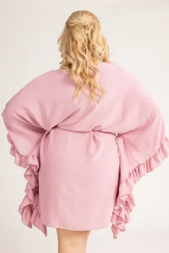 Polski Pudroworóżowa Sukienka z falbankami SELIN