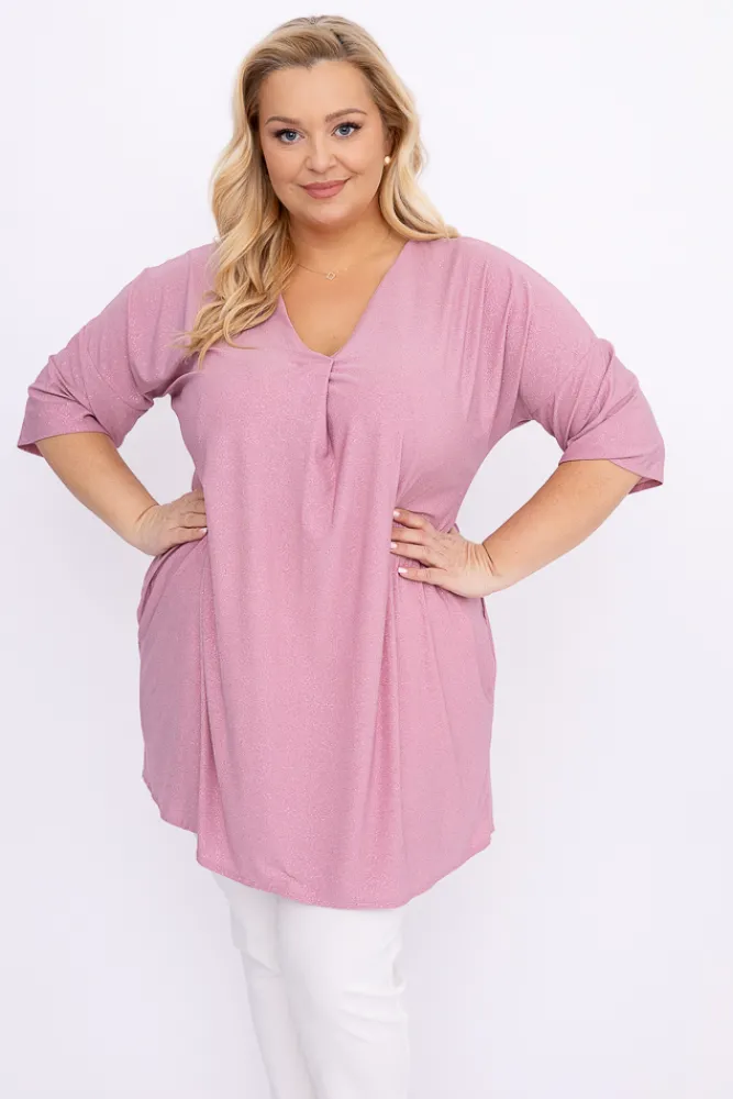 Damskie Polski Pudroworóżowa Tunika brokatowa VELIARI