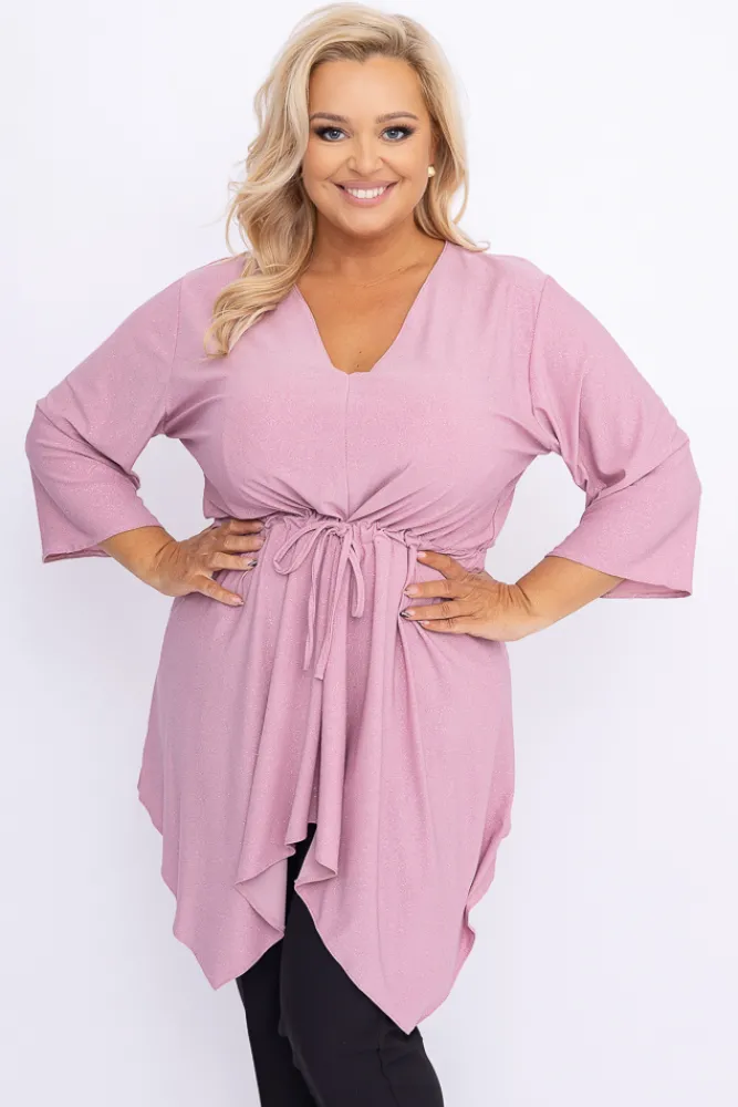 Damskie Polski Pudroworóżowa Tunika brokatowa HORUZI