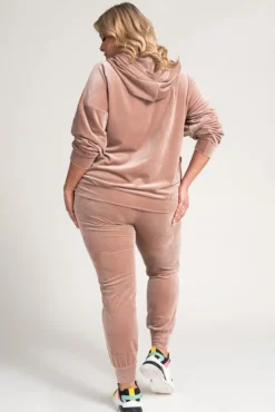 Damskie Włoski Pudrowo Komplet Dresowy welurowy KARMENIO
