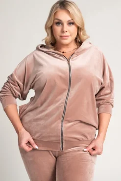 Damskie Włoski Pudrowo Komplet Dresowy welurowy KARMENIO