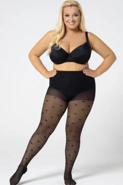 Damskie Polski Rajstopy QUEEN OF HEARTS ONYX