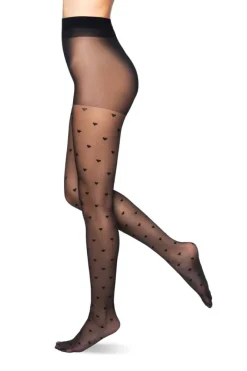 Damskie Gorteks Rajstopy w serca 15 DEN czarne