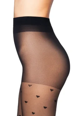 Damskie Gorteks Rajstopy w serca 15 DEN czarne