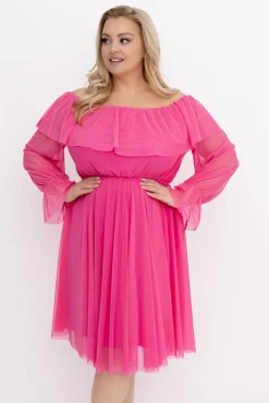 Włoski Różowa Sukienka siateczkowa TELZI