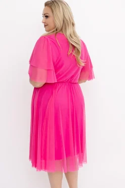 Włoski Różowa Sukienka siateczkowa RASTI