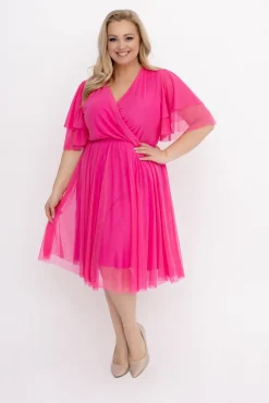 Włoski Różowa Sukienka siateczkowa RASTI