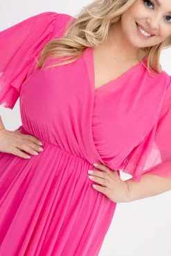 Włoski Różowa Sukienka siateczkowa BARSI