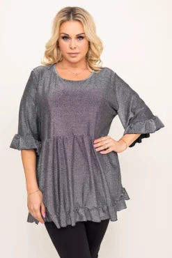 Damskie Polski Srebrna Bluzka brokatowa MISTI