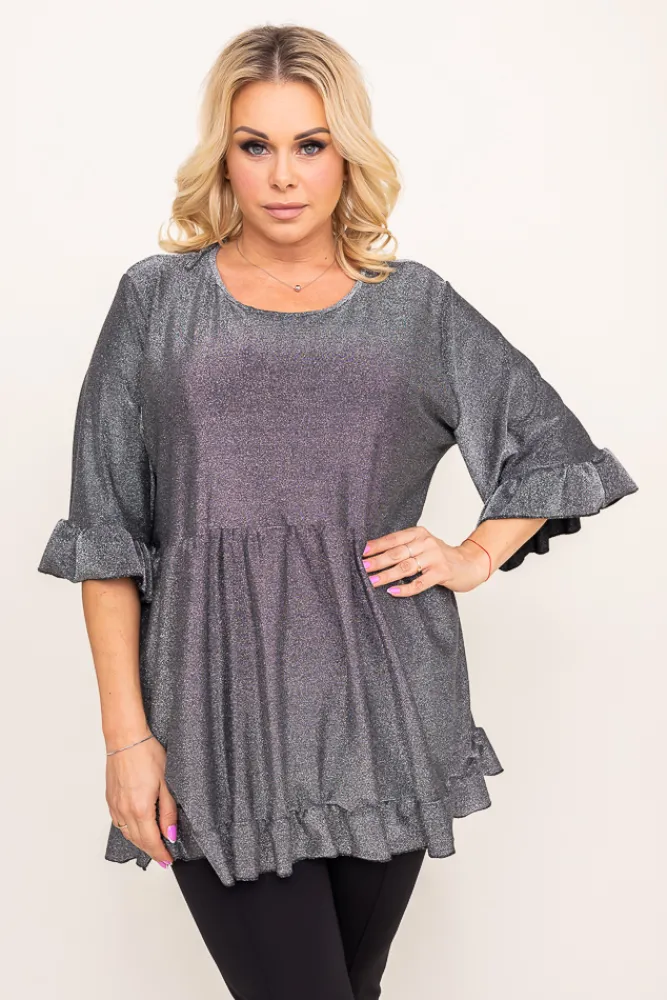 Damskie Polski Srebrna Bluzka brokatowa MISTI