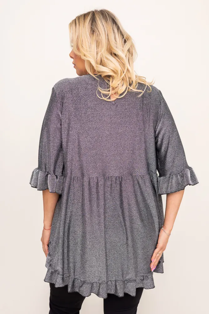 Damskie Polski Srebrna Bluzka brokatowa MISTI