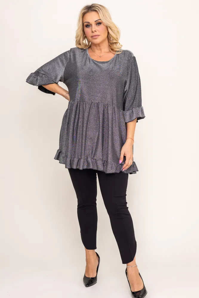 Damskie Polski Srebrna Bluzka brokatowa MISTI