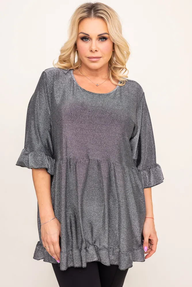 Damskie Polski Srebrna Bluzka brokatowa MISTI