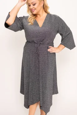 Polski Srebrna Sukienka błyszcząca REZIO