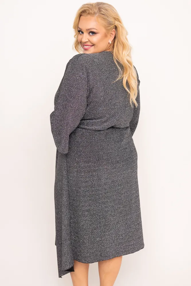 Polski Srebrna Sukienka błyszcząca REZIO