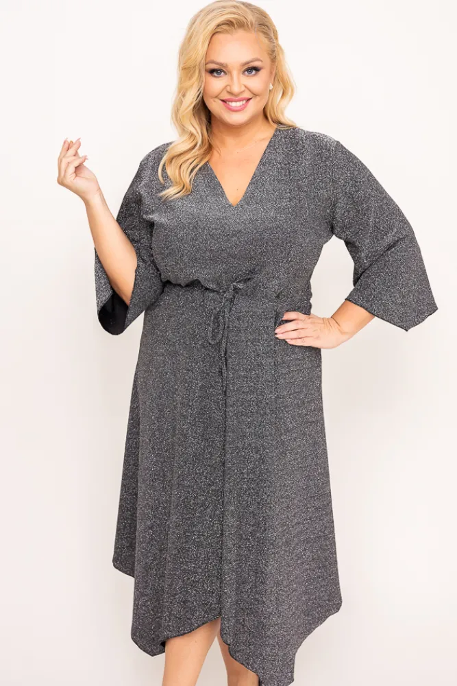 Polski Srebrna Sukienka błyszcząca REZIO