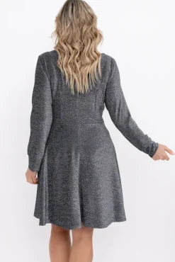 Włoski Srebrna Sukienka błyszcząca RASTORI