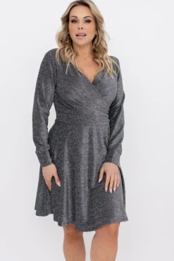 Włoski Srebrna Sukienka błyszcząca RASTORI