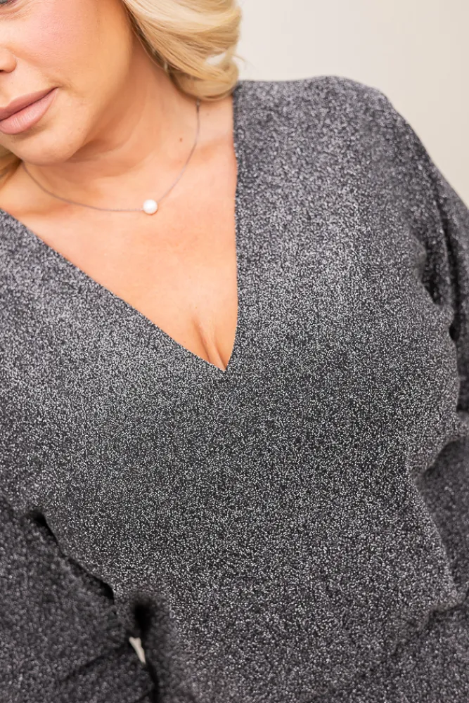 Polski Srebrna Sukienka błyszcząca QUZI