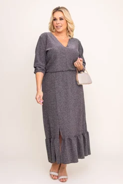 Polski Srebrna Sukienka błyszcząca QUZI