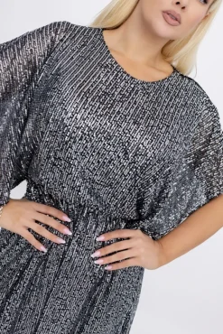 Włoski Srebrna Sukienka cekinowa SALINO