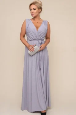 Polski Srebrna Sukienka FIANCO Maxi