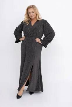 Włoski Srebrna Sukienka z dżetami VIZZI