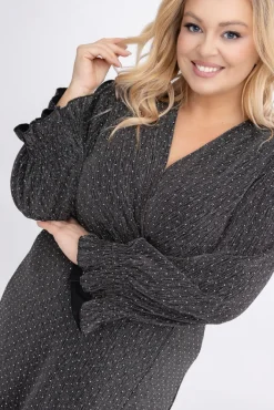 Włoski Srebrna Sukienka z dżetami VIZZI