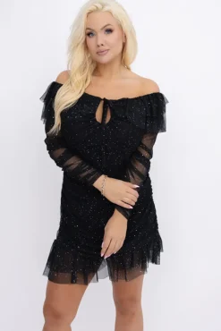 Włoski Sukienka siateczkowa z marszczeniami TERSINO Wzór 6