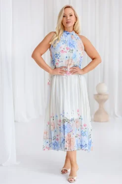 Włoski Sukienka szyfonowa LUZIO plisowana Wzór 2