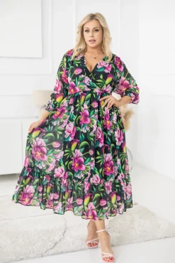 Polski Sukienka w kwiaty NESADINA Wzór 6