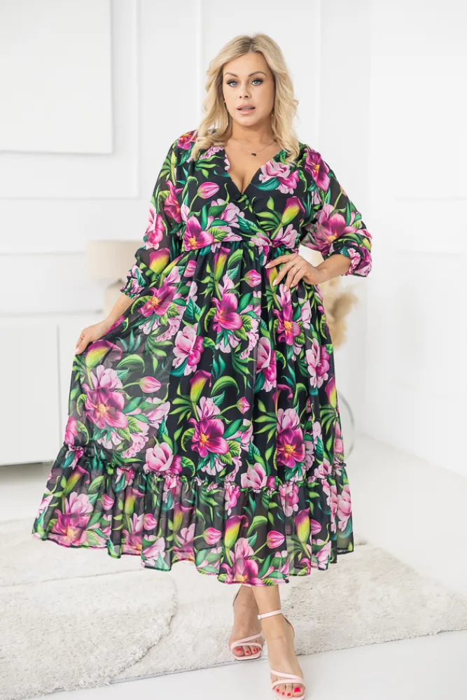 Polski Sukienka w kwiaty NESADINA Wzór 6