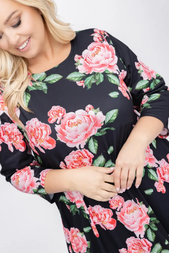 Polski Sukienka w kwiaty SELUZI Wzór 1