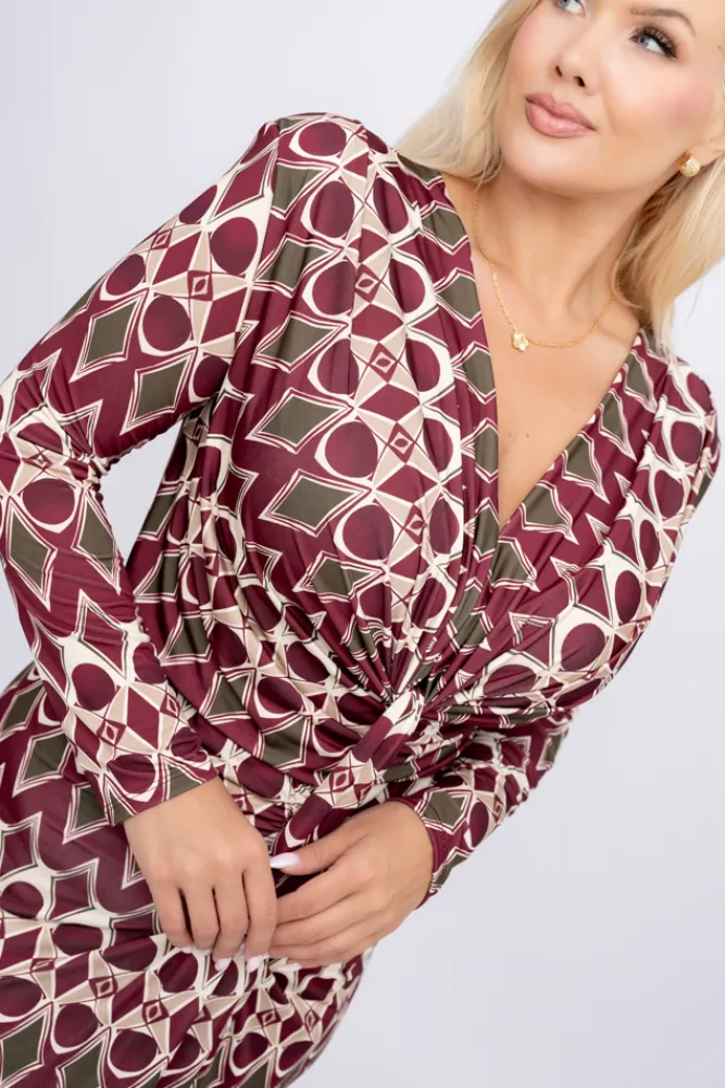 Włoski Sukienka z marszczeniem DEROSA Wzór 3