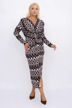 Włoski Sukienka z marszczeniem DEROSA Wzór 2