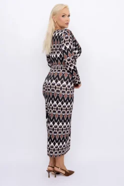 Włoski Sukienka z marszczeniem DEROSA Wzór 2